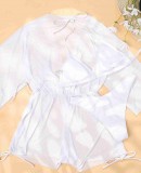 Angelsin Şifon Pareo Plaj Elbesi Cover Up Kimono Beyaz